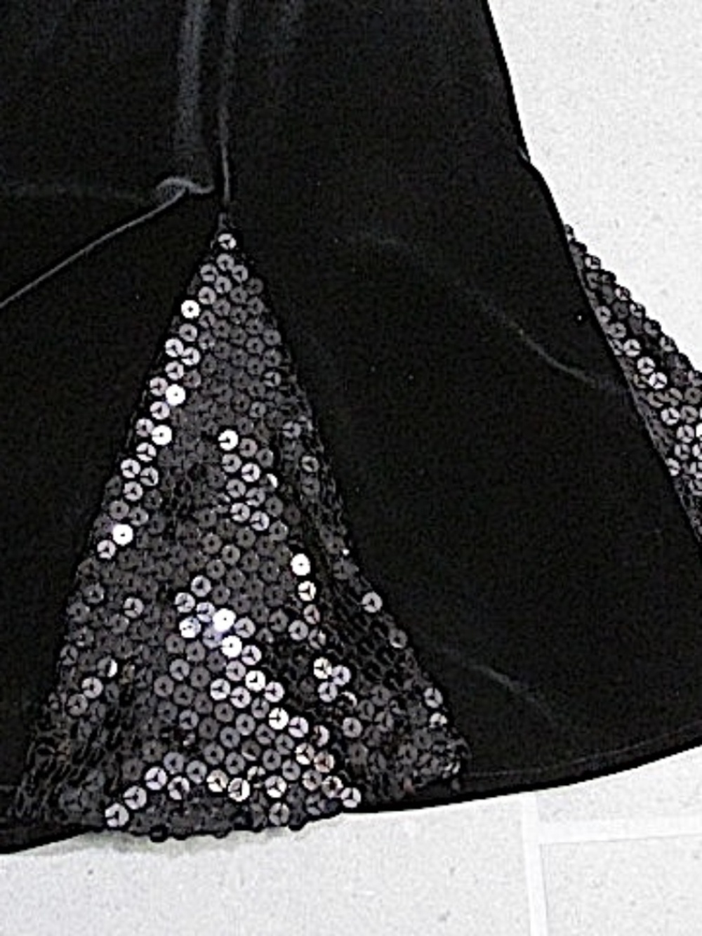 Black Velvet Trumpet Skirt with Sequined Inserts, Size 8 - Picture 5 of 8